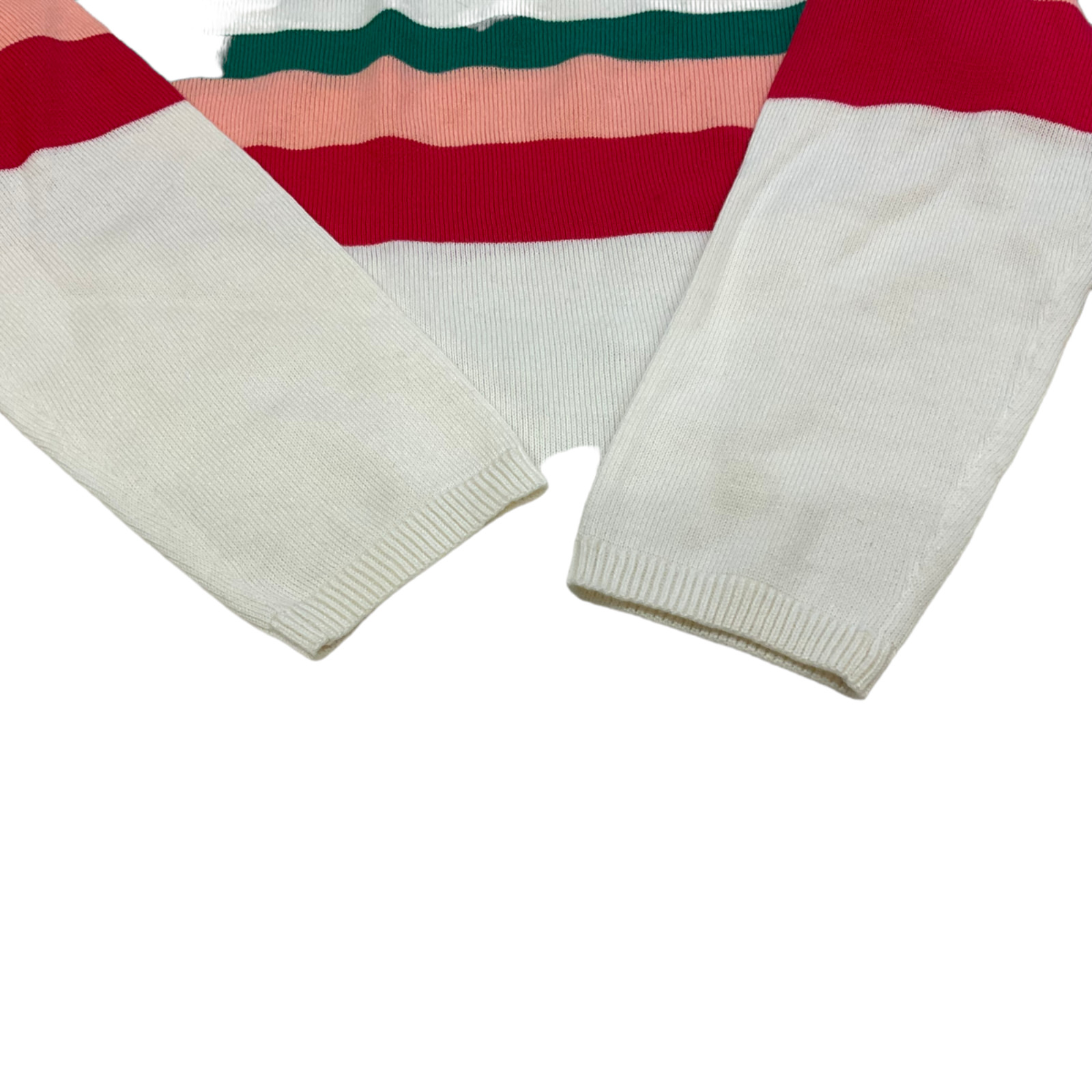 New VAN HEUSEN Cream white Multi-Color Stripe Acrylic Sweater Women’s Sz M y2k
