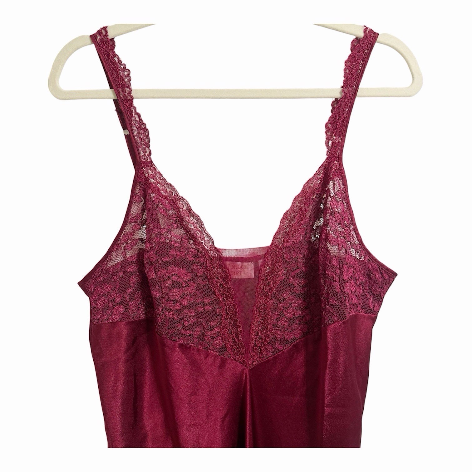 90s Vintage Victorias Secret Wine Red Lace Maxi Slip Dress Gold Label Large