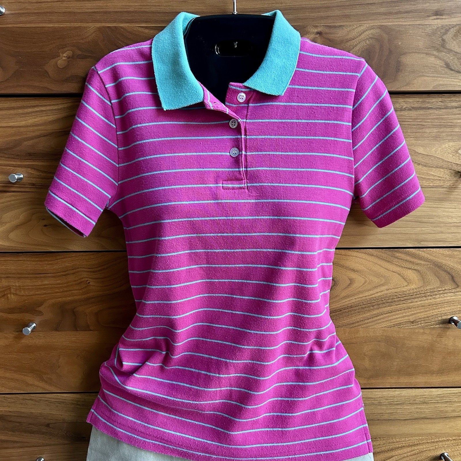 80’s Vintage Polo Shirt Robert Scott Ltd. Vintage Preppy Knit Shirt Pink Aqua XS