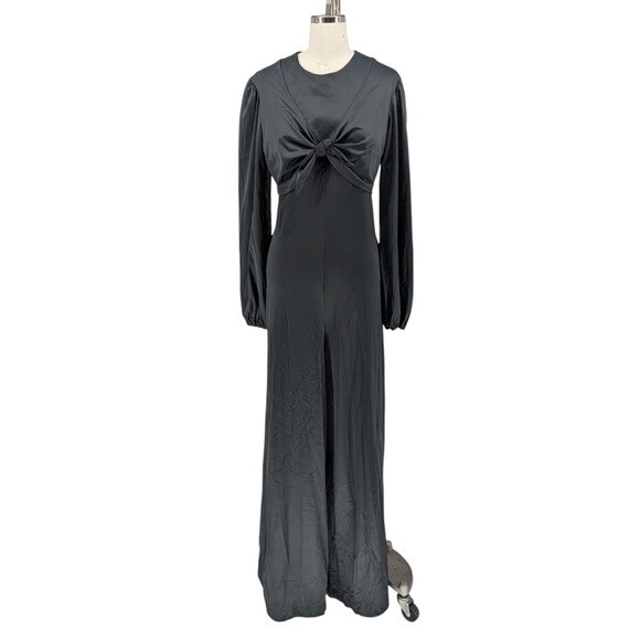 Vintage Dutchess Front Tie Wide Leg Jumpsuit Black 13 retro hippie party casual
