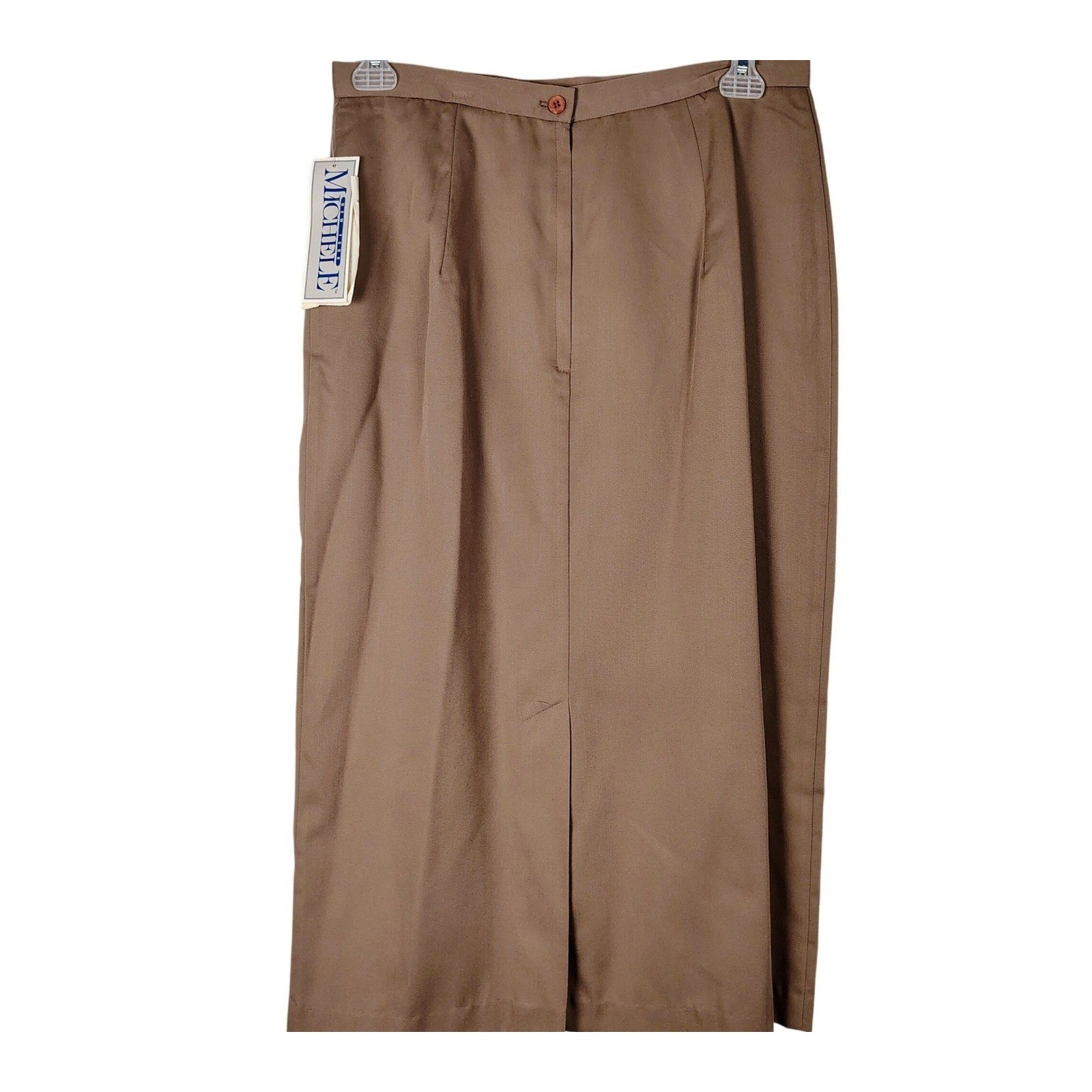 VTG 1996 New York Michele milk chocolate Brown Midi Skirt NWT 16 USA Slit
