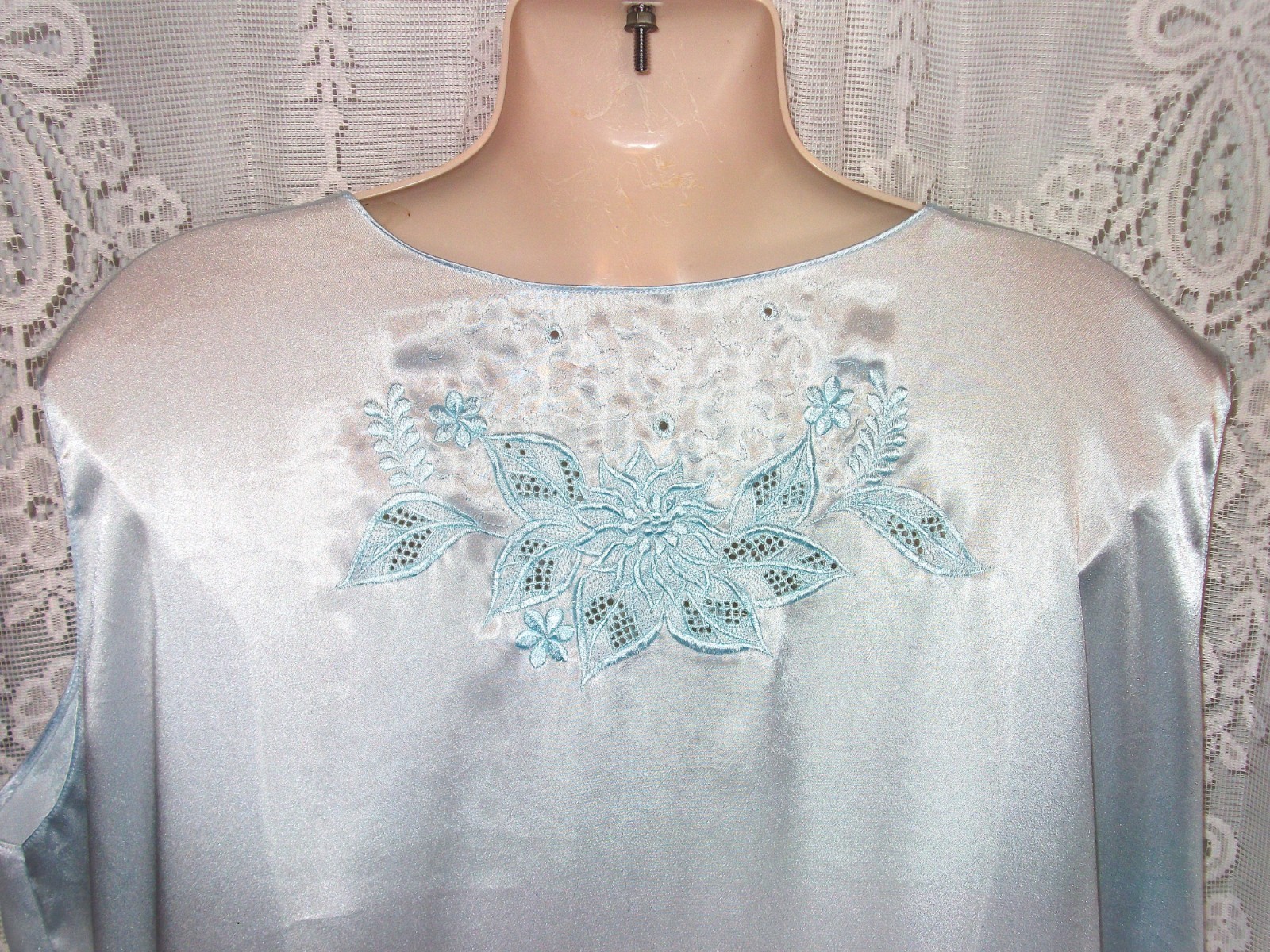 XLg.Satin,Baby blue,waltz.Vintage babydoll nightgown,lingerie,nightie,sleepwear