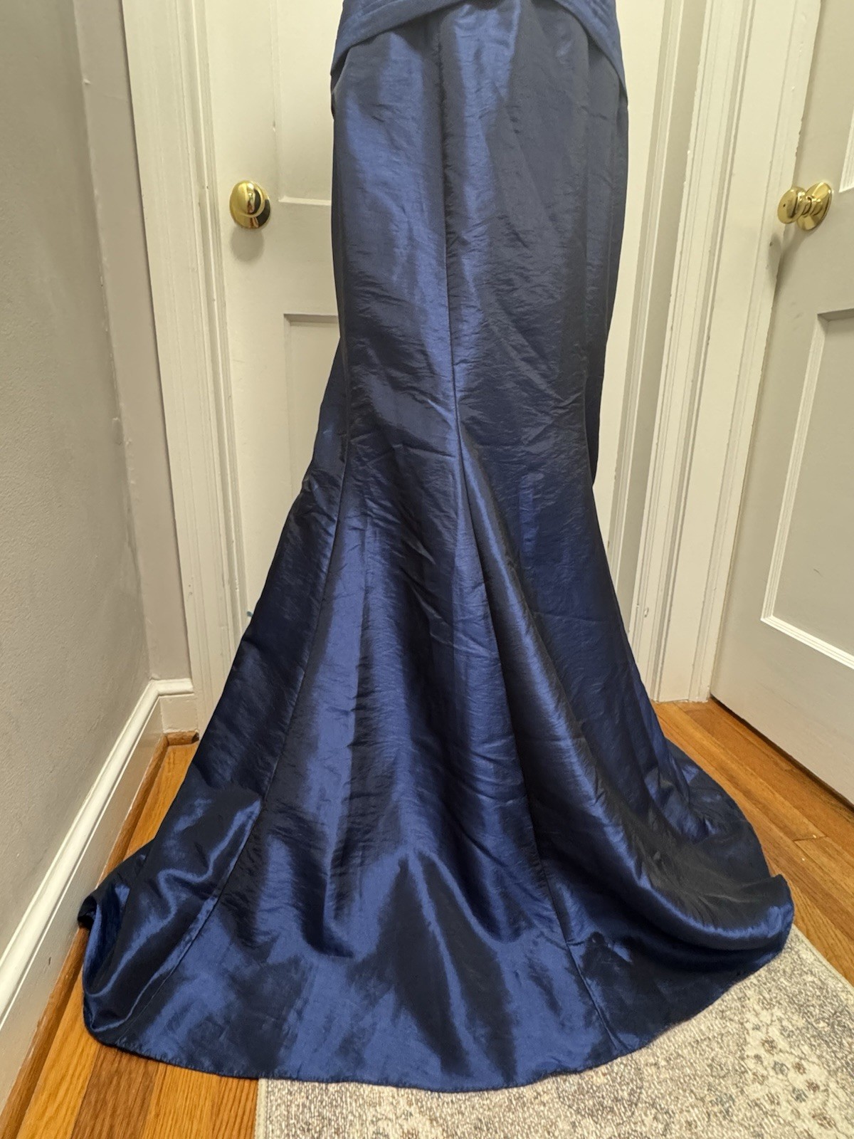 VTG B’Dazzle Alyce Designs Cobalt Blue Beaded Halter Mermaid Gown Dress Sz 8