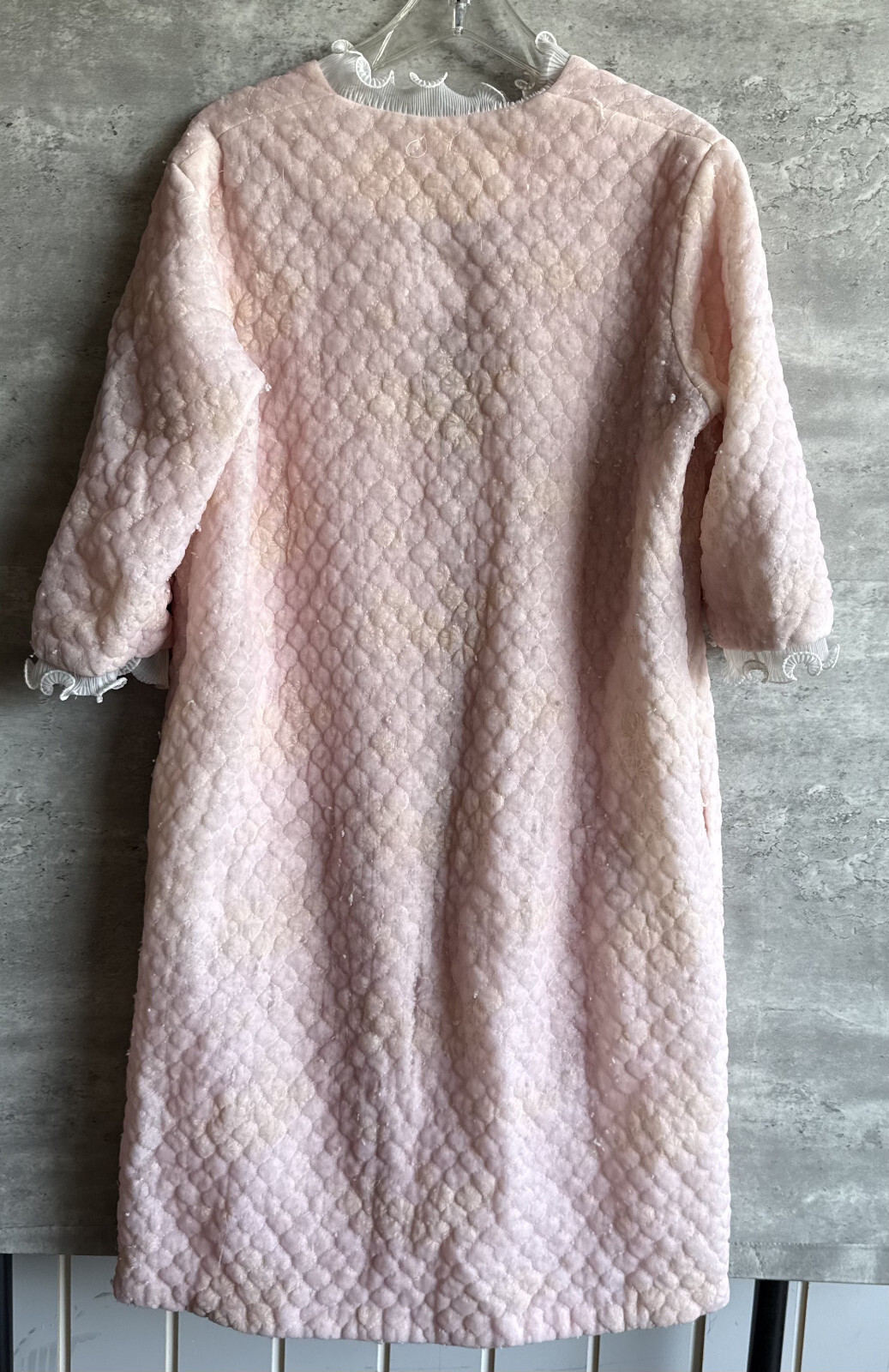 Vintage 1960s Paulette Chicago Pink Quilted Nylon Robe House Dress Size 14