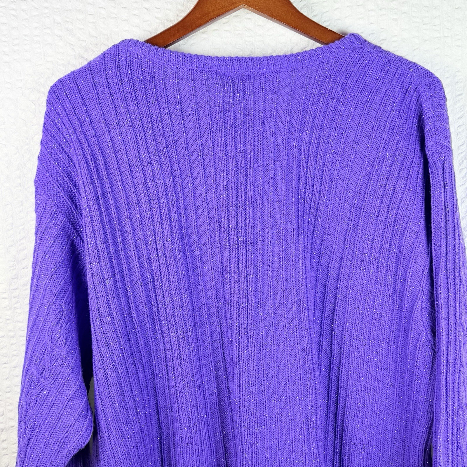Vintage Diane Von Furstenberg Color Authority Cable Knit Sweater Purple 1X/2X