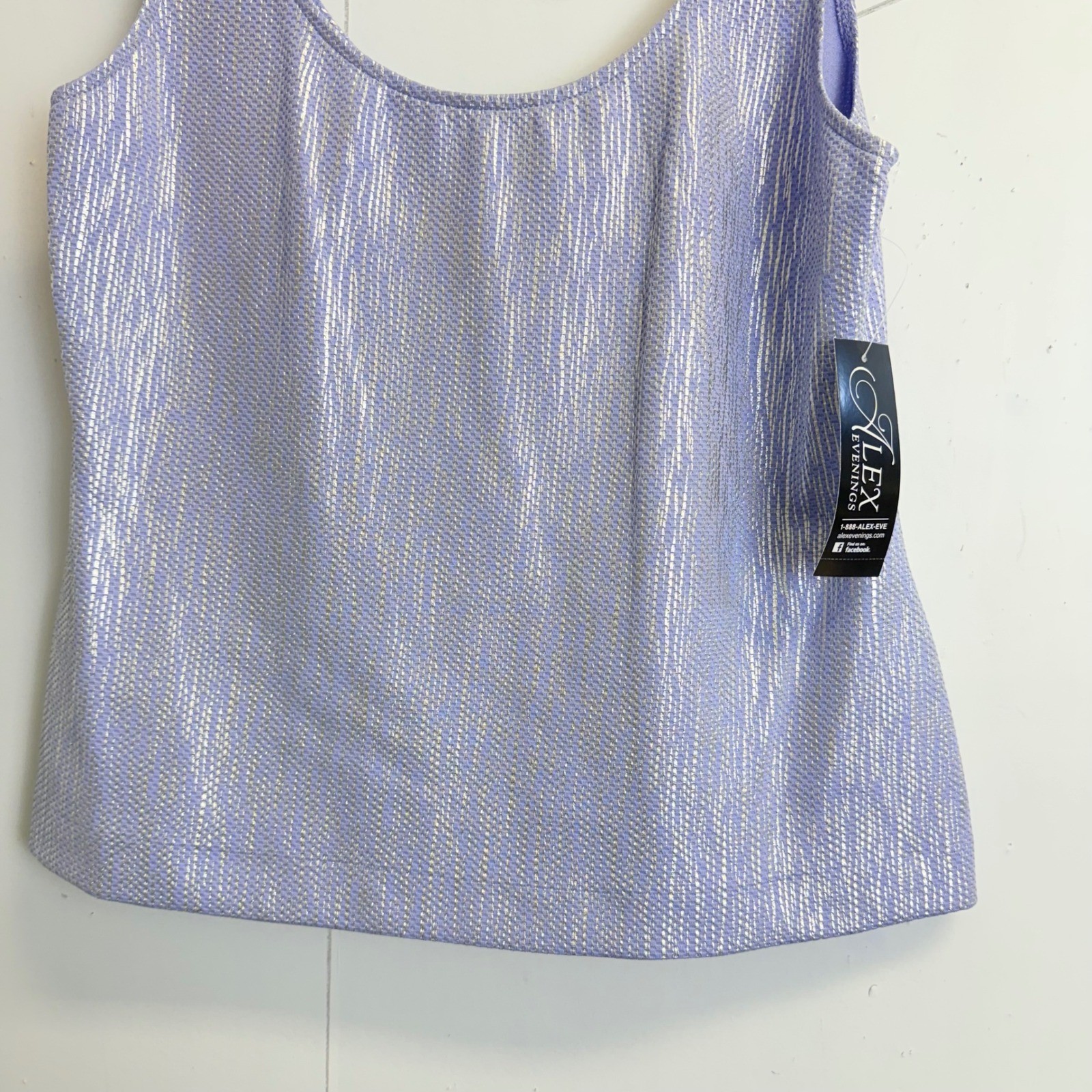 Alex Evenings Petite SP Lavender Silver Metallic 2pc Jacket and Tank Set NWT