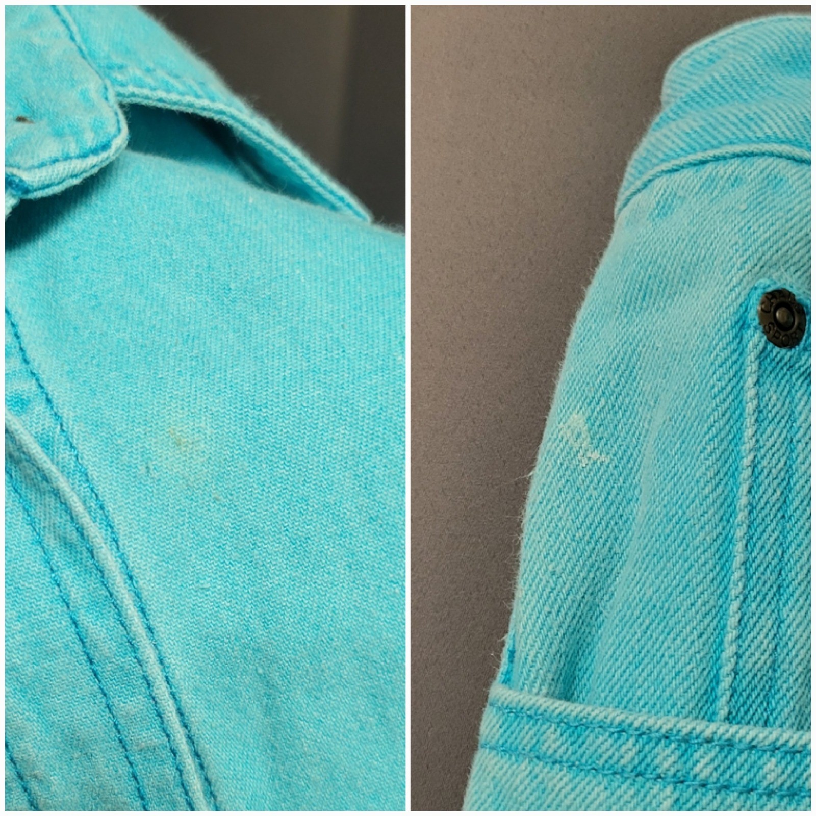 Chaus Sport Denim Pant Set Turquoise Vintage 90s Floral Embroidered Size M 12