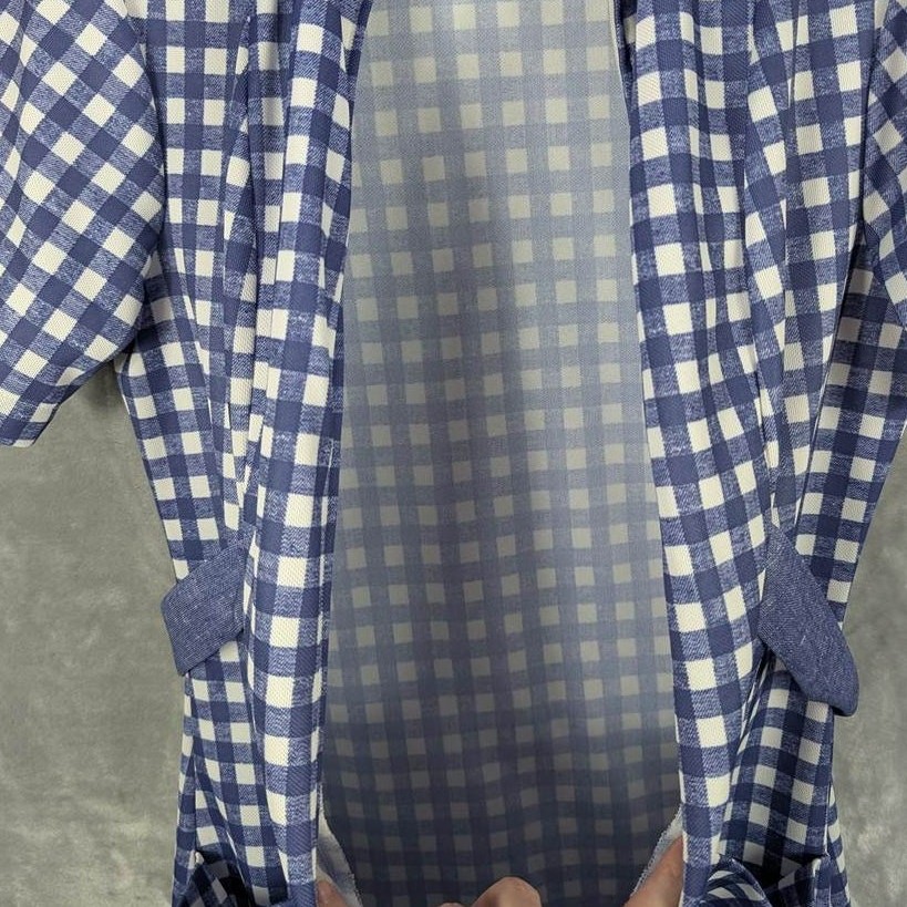 Vtg Shirt Women’s Medium Short Sleeve Zip Plaid Pockets Contrast Collar Belt