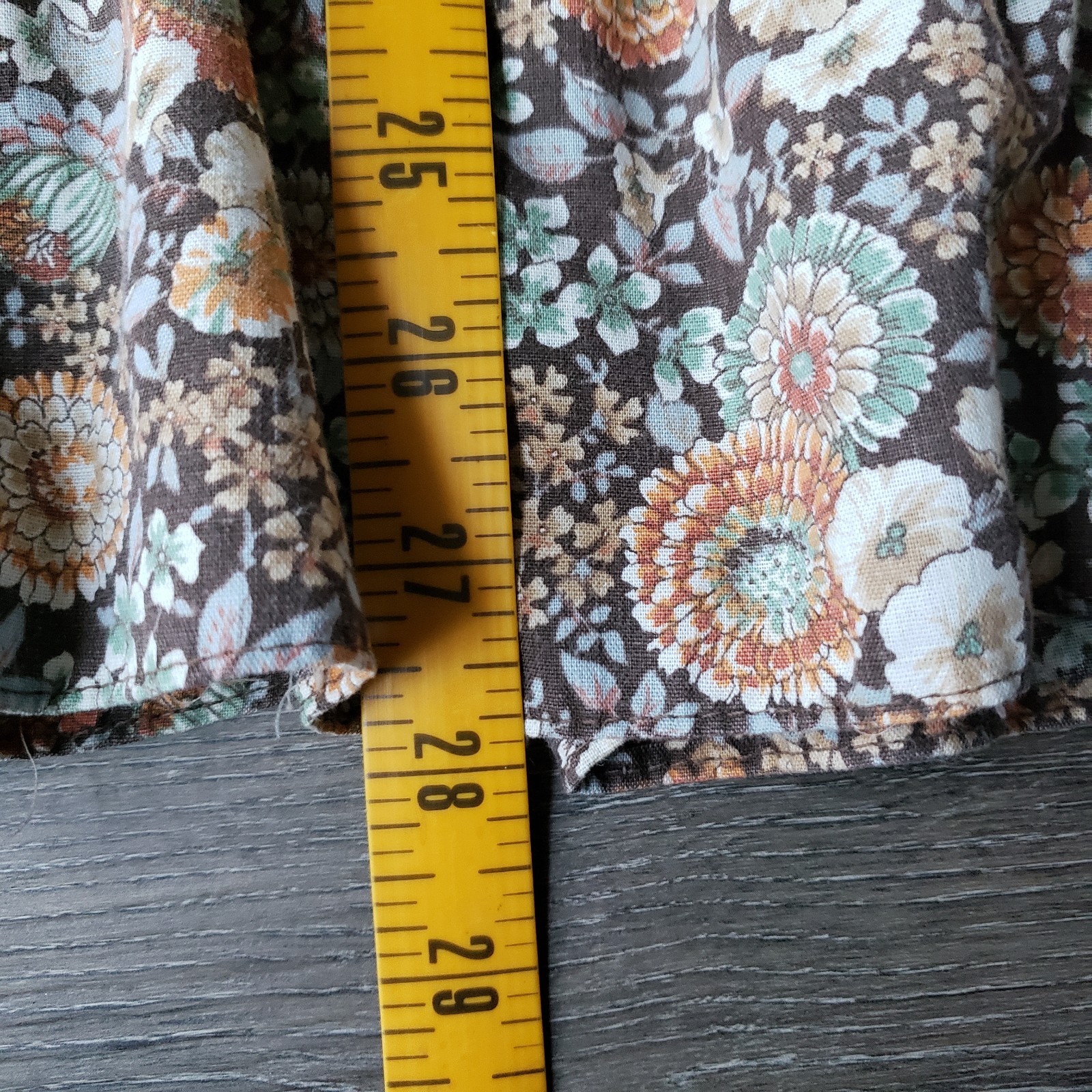 VTG 70s Brown Floral Hippie Skirt Sz S/M? Earth Tones Festival Prairie 26″W