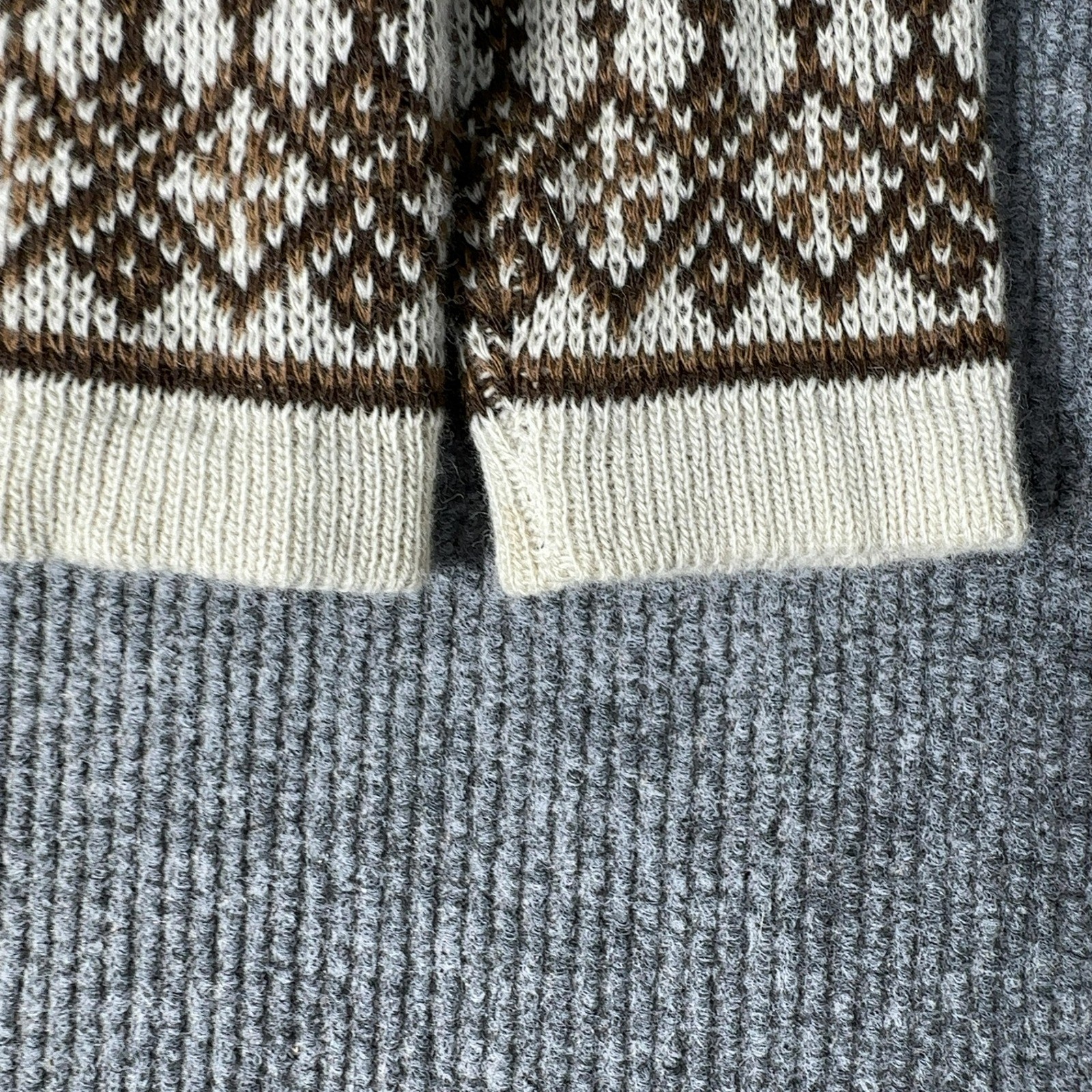 Vintage Nordstrikk Cardigan Sweater Women S White Brown Nordic Pewter Clasp Wool