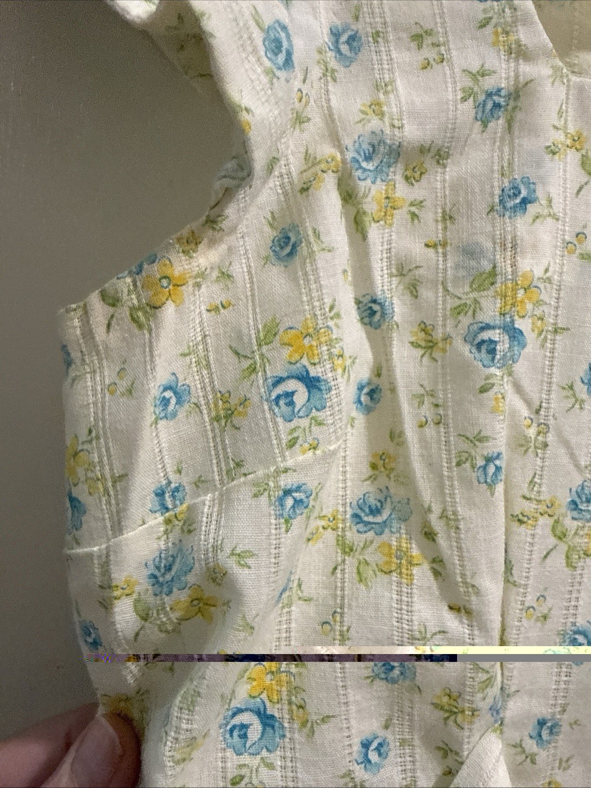 Vtg 70s Smock Shirt Dress Floral Cottagecore Country Fairy Hippy