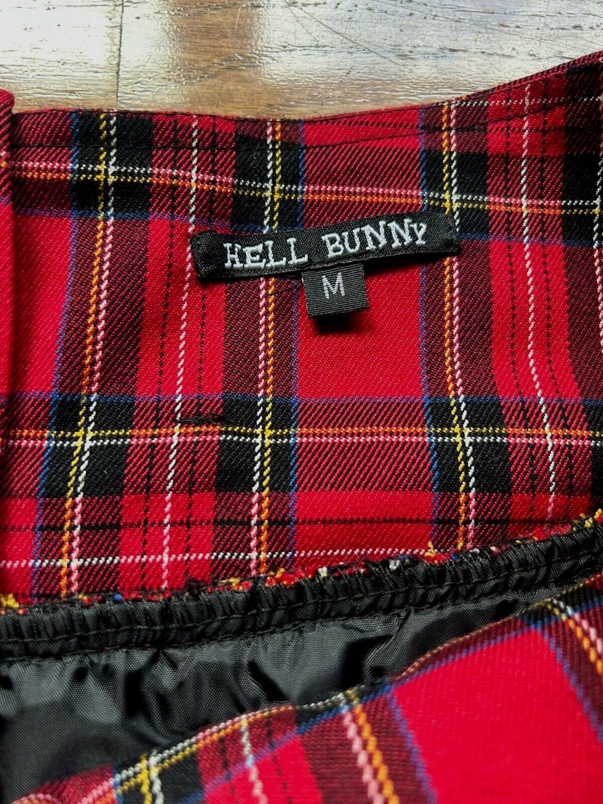 Vintage Y2K HELL BUNNY Goth Punk Buckle Tartan Plaid Tulle Mini Skirt Kilt M
