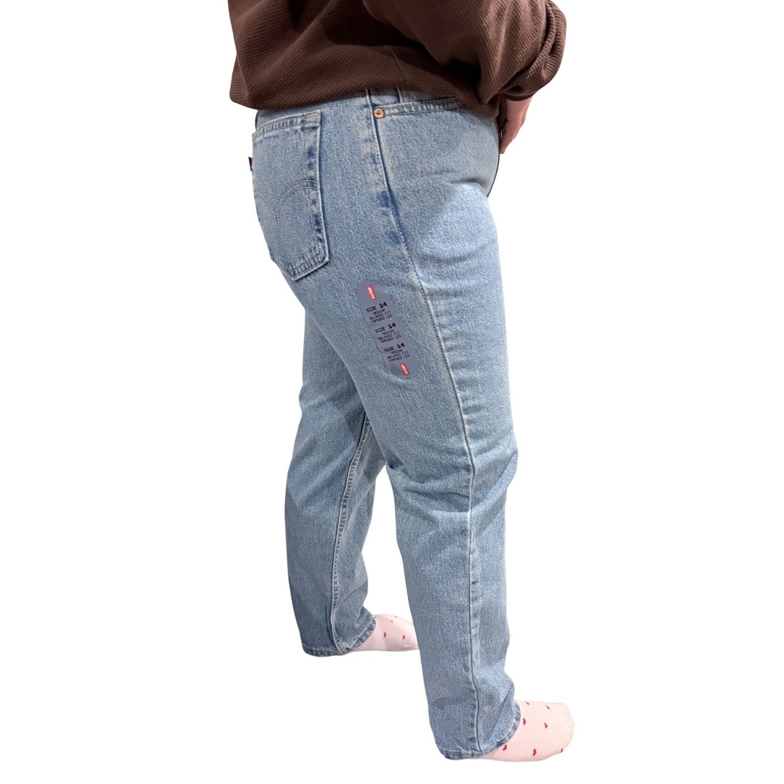 Vintage Levis 550 USA Made Mom Jeans Relaxed Tapered High Rise Light Wash 14M