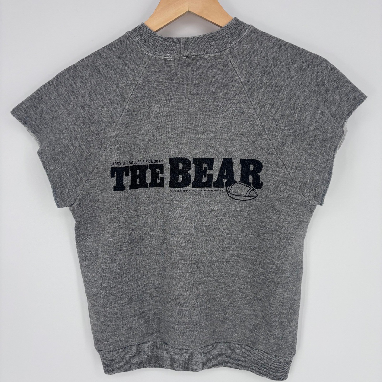 Vtg 80s Bear Bryant Sweatshirt Small 34-36 Cropped Cut Off Sleeves 1984 Alabama