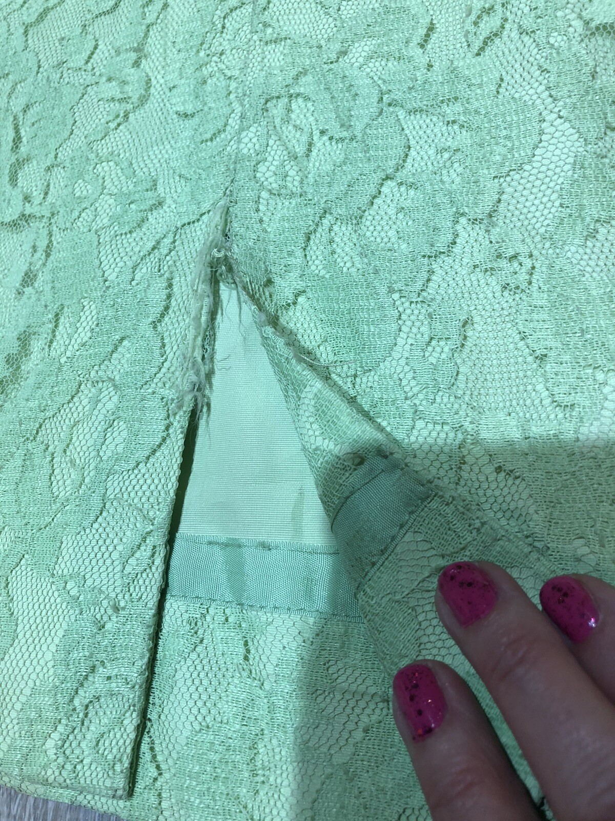 60s VTG Union Tag Sea Foam Green Lace Over Satin Jackie O~Dress&Jacket Set XS/S