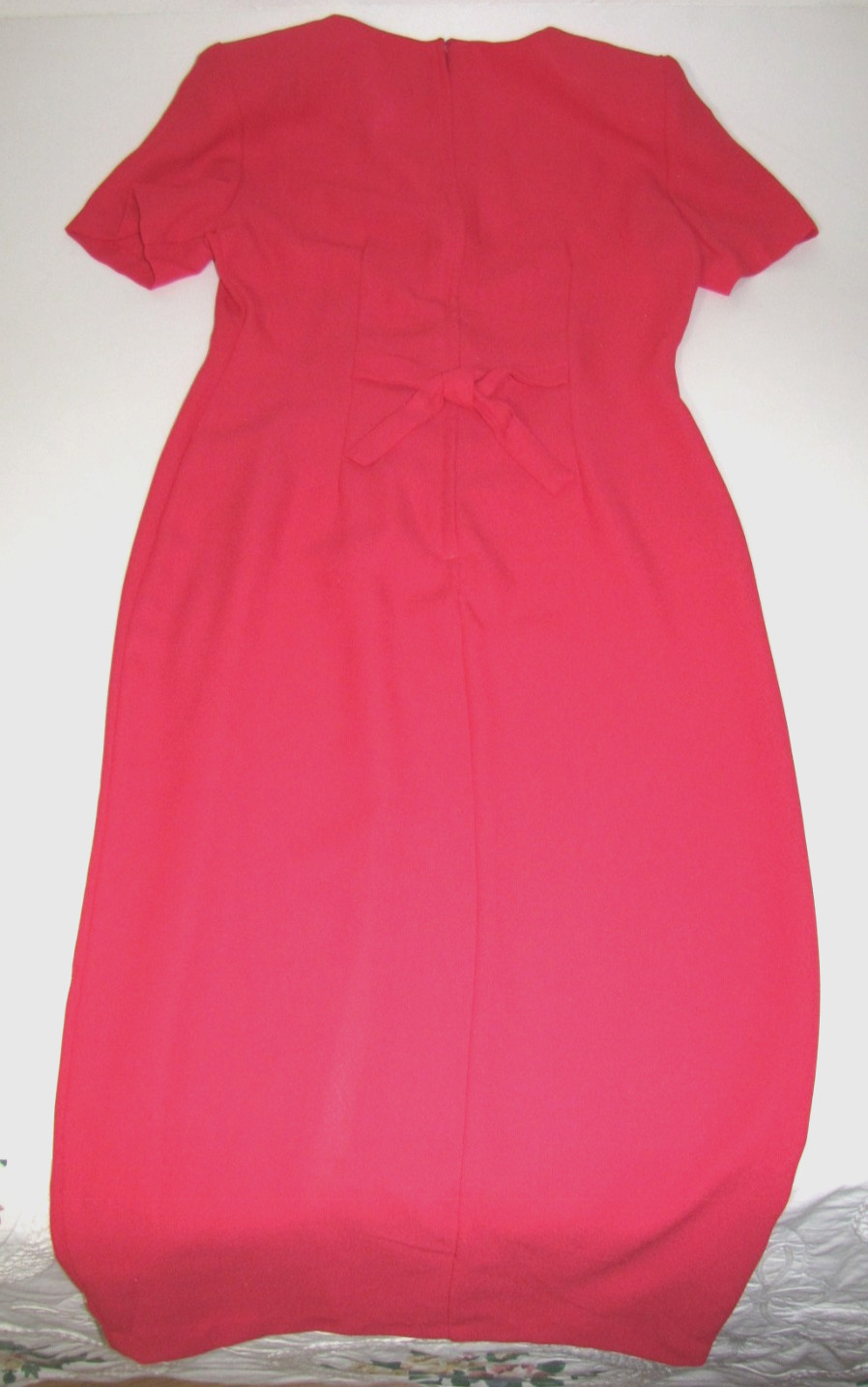 VTG 90s Dress Jaclyn Hart Rose-Pink Maxi Straight Short Sleeve Front-slit Wm. 10
