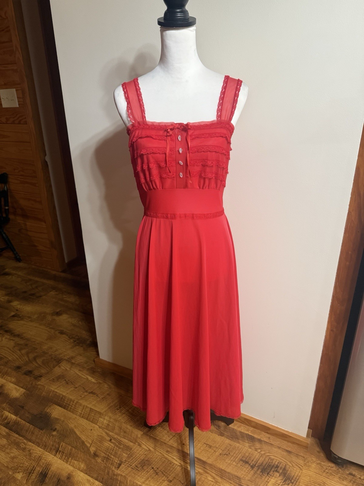 Vintage 50s 60s Henson Kickernick Frilly Pin Up Lace Slip Dress M 36 Rockabilly