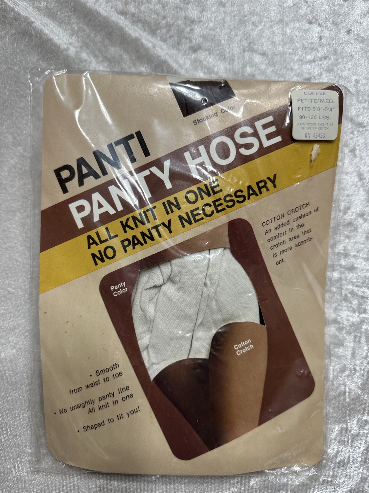 VTG 70s PANTI PANTY HOSE Coffee Petite/Medium Nylon All In 1 No Underwear Needed