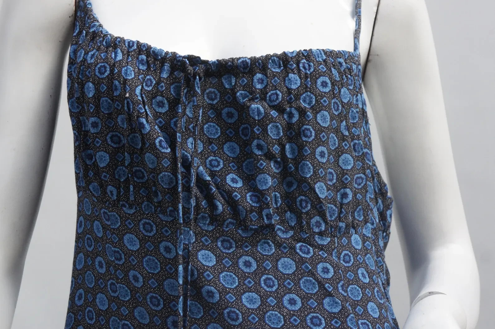 Vintage 90s-Y2k Blue Milkmaid Babydoll Dress Boho Cottagecore Slip Dress
