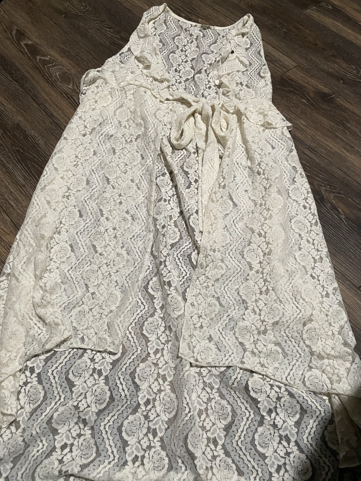 Gimmicks BKE VTG Women’s Sheer Lace Tie Romantic Duster Cardigan Size Medium W2