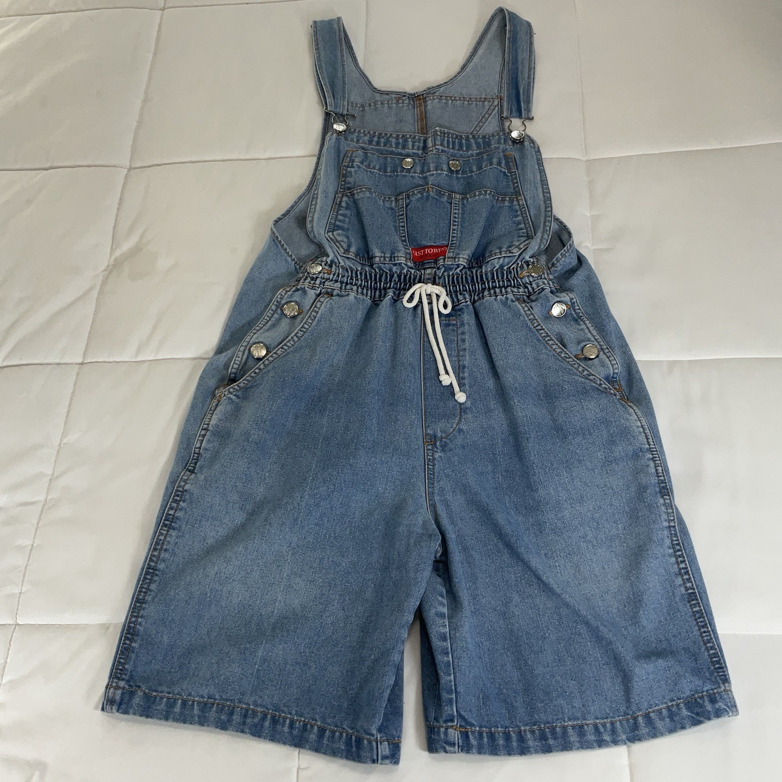 Vintage Gitano Denim Blue Jean Bib Shortalls 80s Womens Size M Hipster Festival