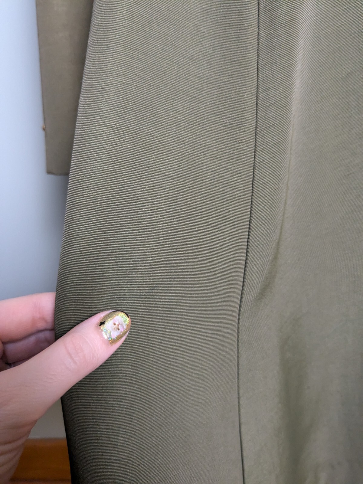 Vintage Olive Green Brass Studded 3/4 Sleeves Lightweight Coat