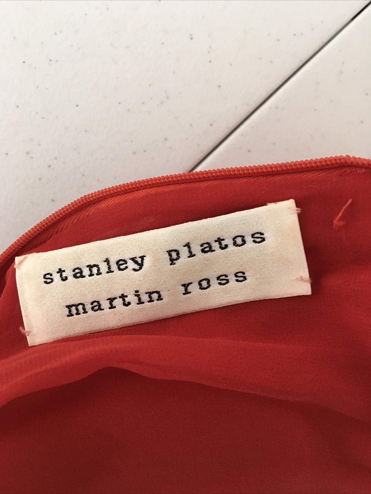 Stanley Platos Martin Ross Red Gold Cocktail Dress Business Work Long Sleeve 8