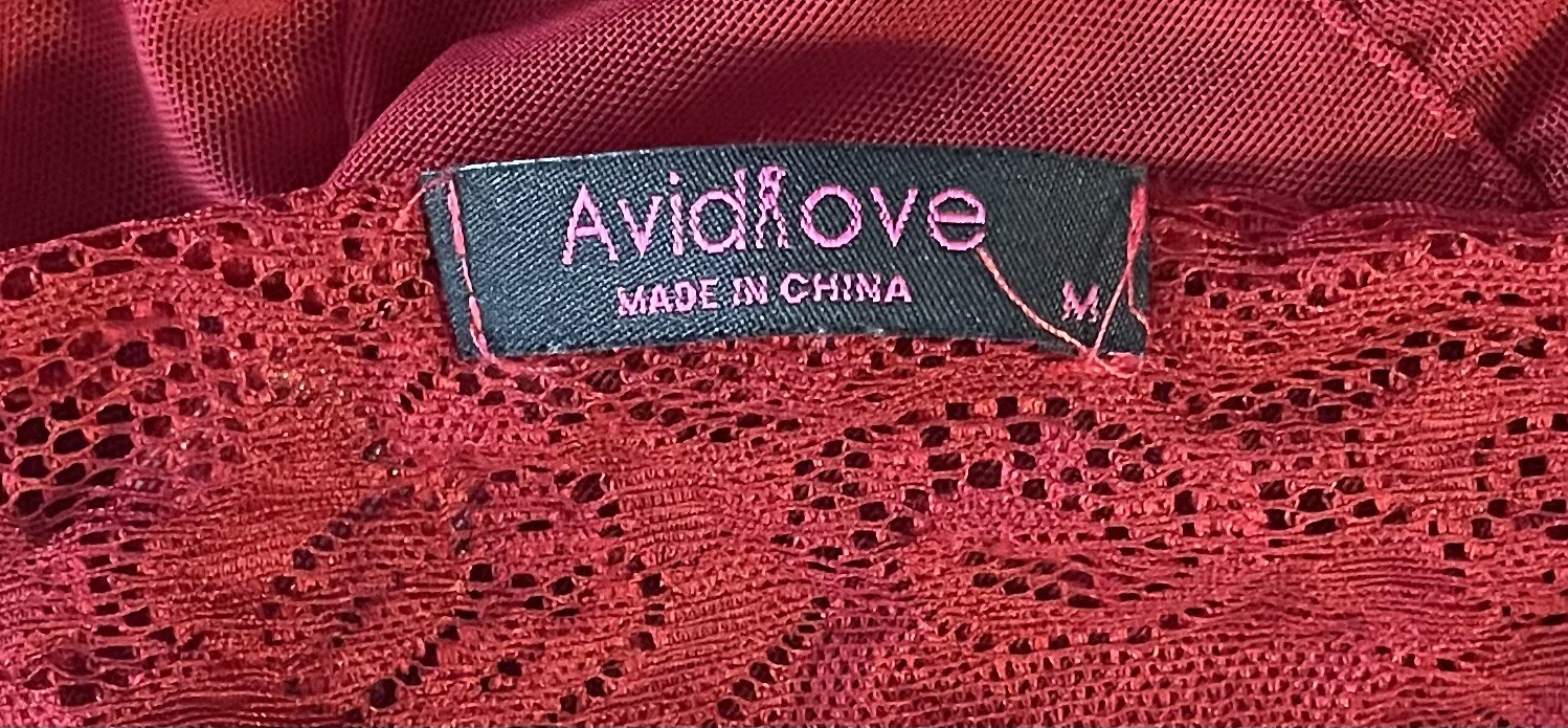 Avidlove Red Sheer Mesh Satin Tie Peekaboo Front Nightie Nightgown M NOS