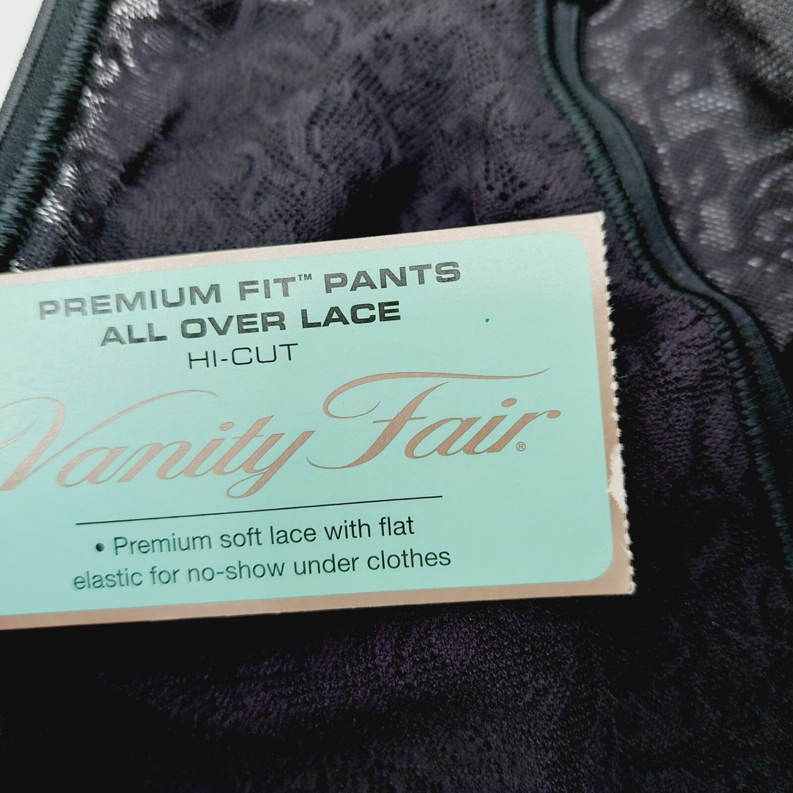 Vanity Fair Panty Nylon Lace Hi-cut 7 Black Hi Cut Premium Fit #13-160 NWT Vinta