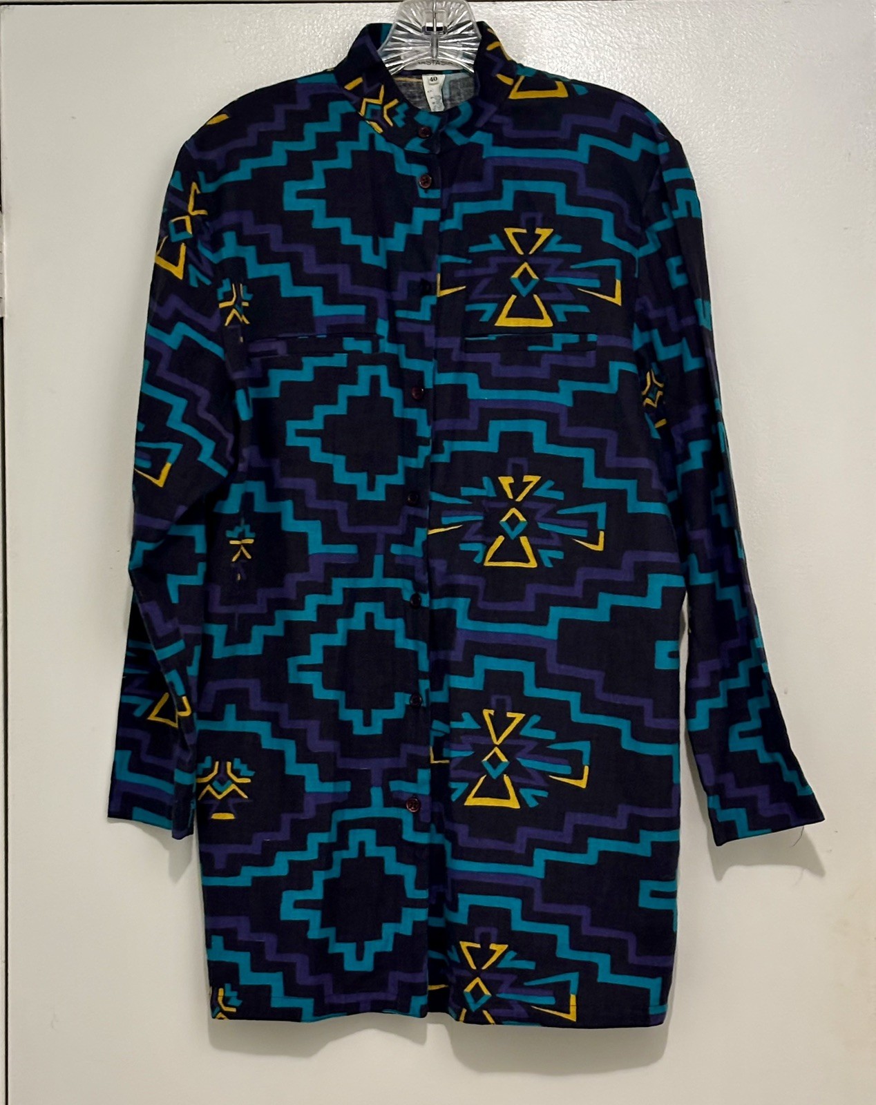 Anastasia Paris Francois Viannay Vintage Longline Shirt Tunic Cotton Wool 40 M