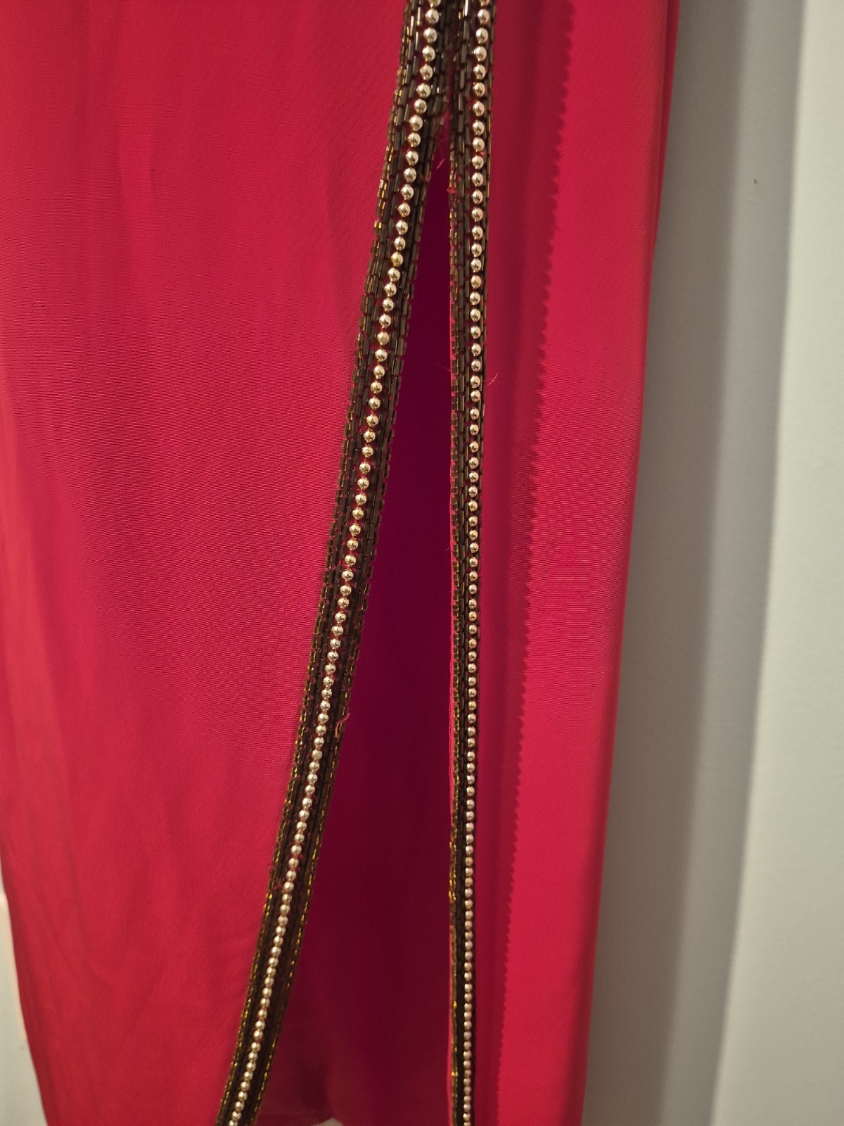 VTG Oscar Collection Red Beaded Maxi Dress Sleeveless Evening Gown Star Applique