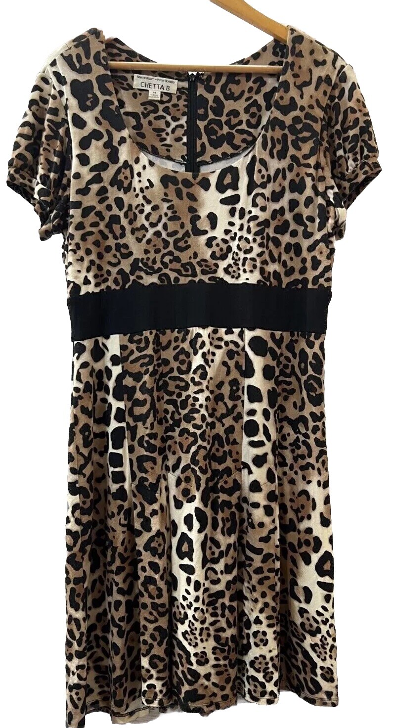 Chetta B – Sz 14 Dress- Sherri Bloom – Peter Noviello – Animal Print- Scoop Neck