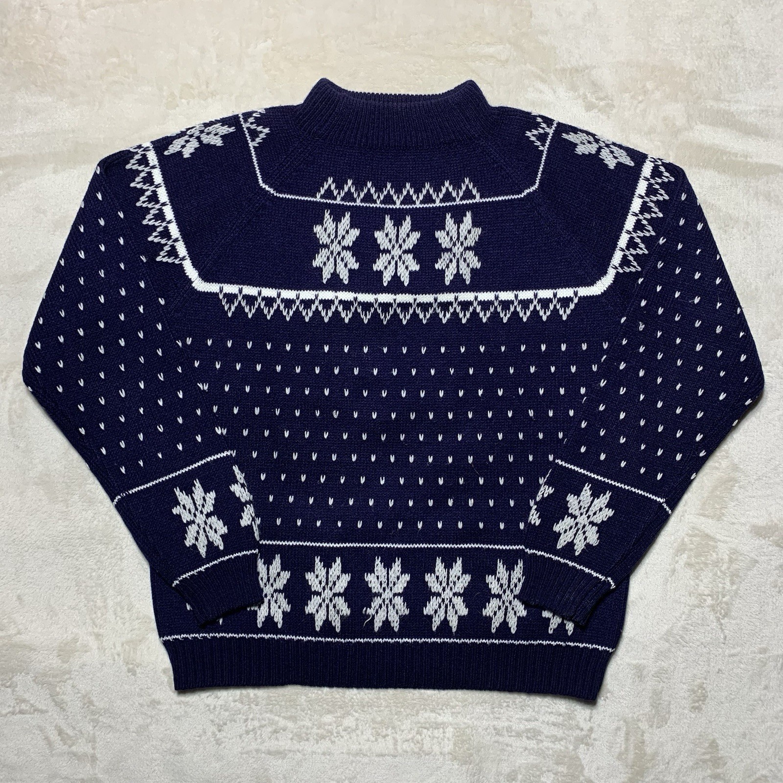 Vintage 70s JC Penney Fair Isle Sweater Woman’s L Nordic Ski Knit Alpine Snow