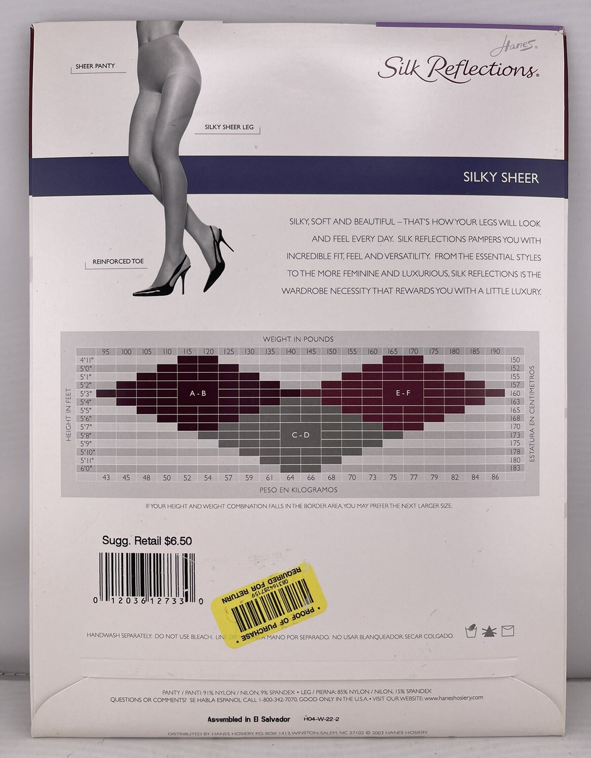Hanes Silk Reflections Barely There AB Non-Control Top Reinforced Toe Pantyhose