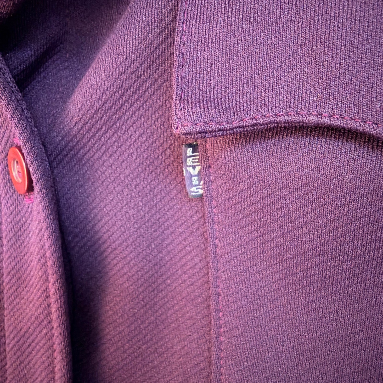 Vtg Levis Women S 70s Purple Disco/Daggar Collar Button Down Shirt Retro Mod