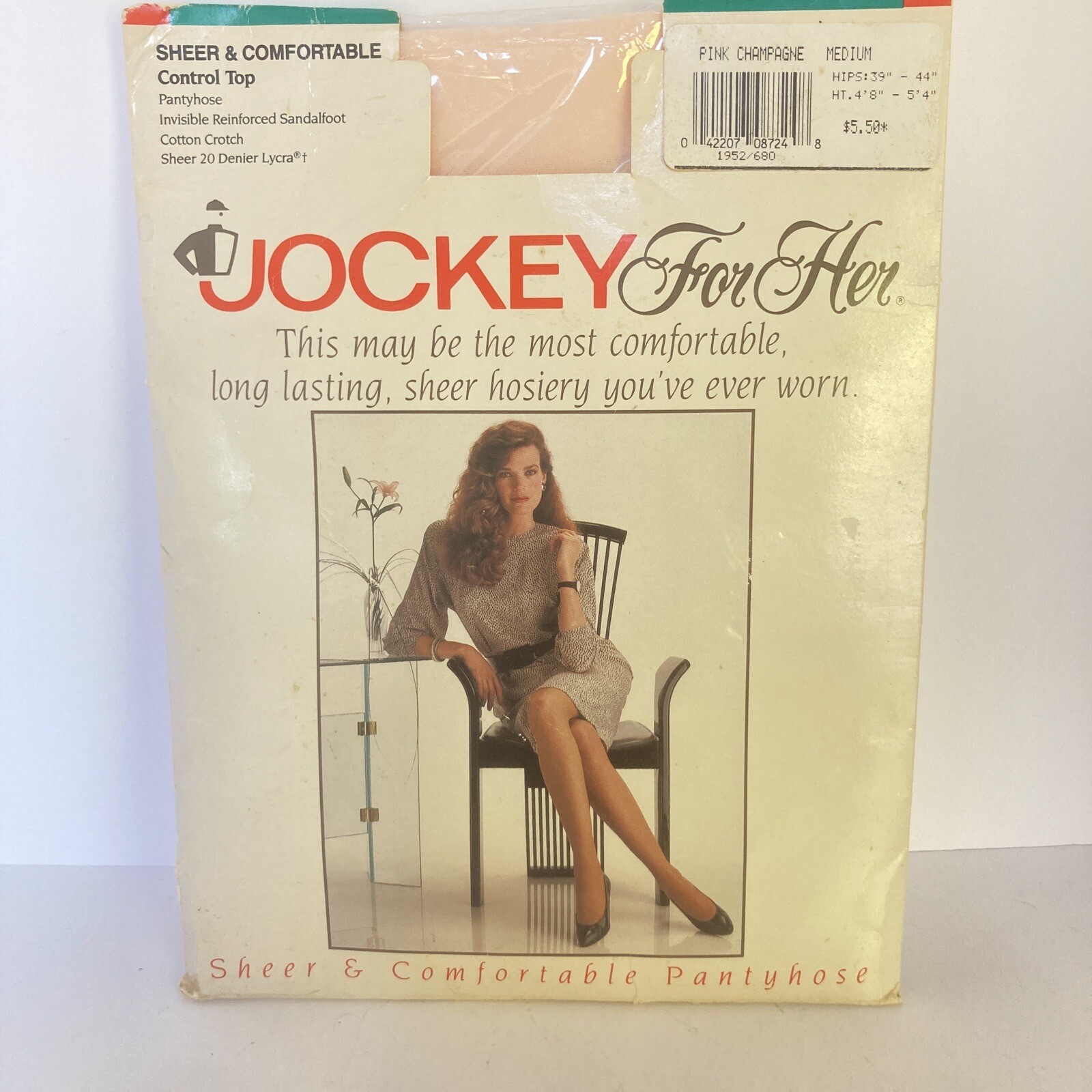 VTG NOS Jockey For Her Pantyhose Hosiery RARE Pink Champagne Medium 4″8′-5″4′