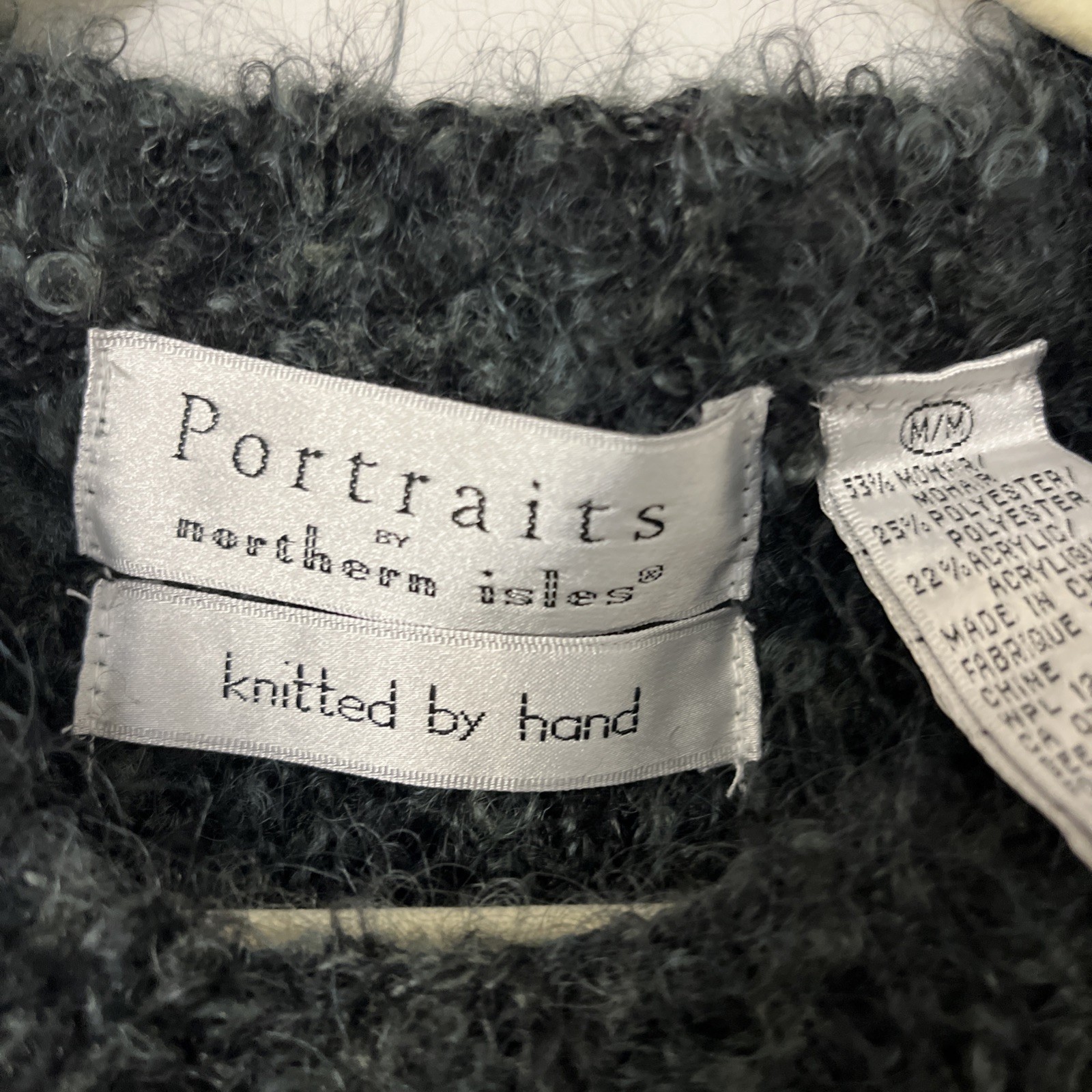 Vntg Portraits Northern Isles 45% Mohair Chunky Warm Cozy Hand Knitted Vest