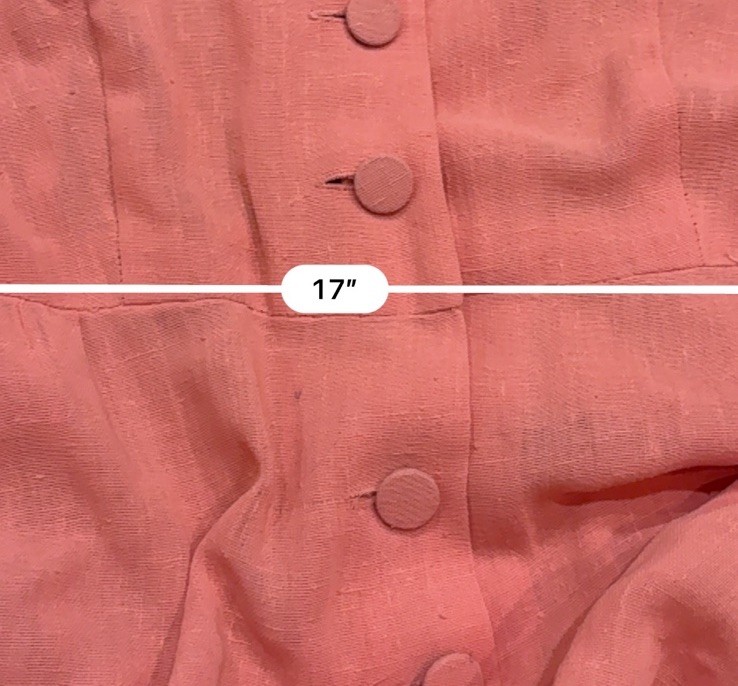 Vtg 1960s Pink Linen Rayon Dress Hand Beaded Embroidered Lady Petite 18 1/2