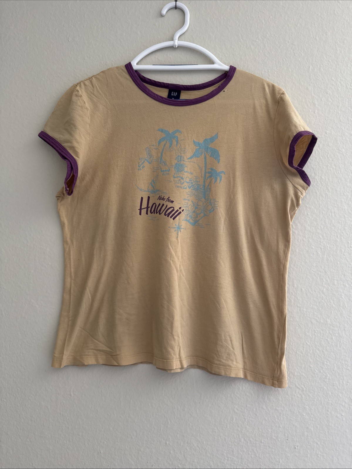 Vtg 90s GAP Hawaii Ringer T-Shirt XL Made In USA Mariana Islands Distressed