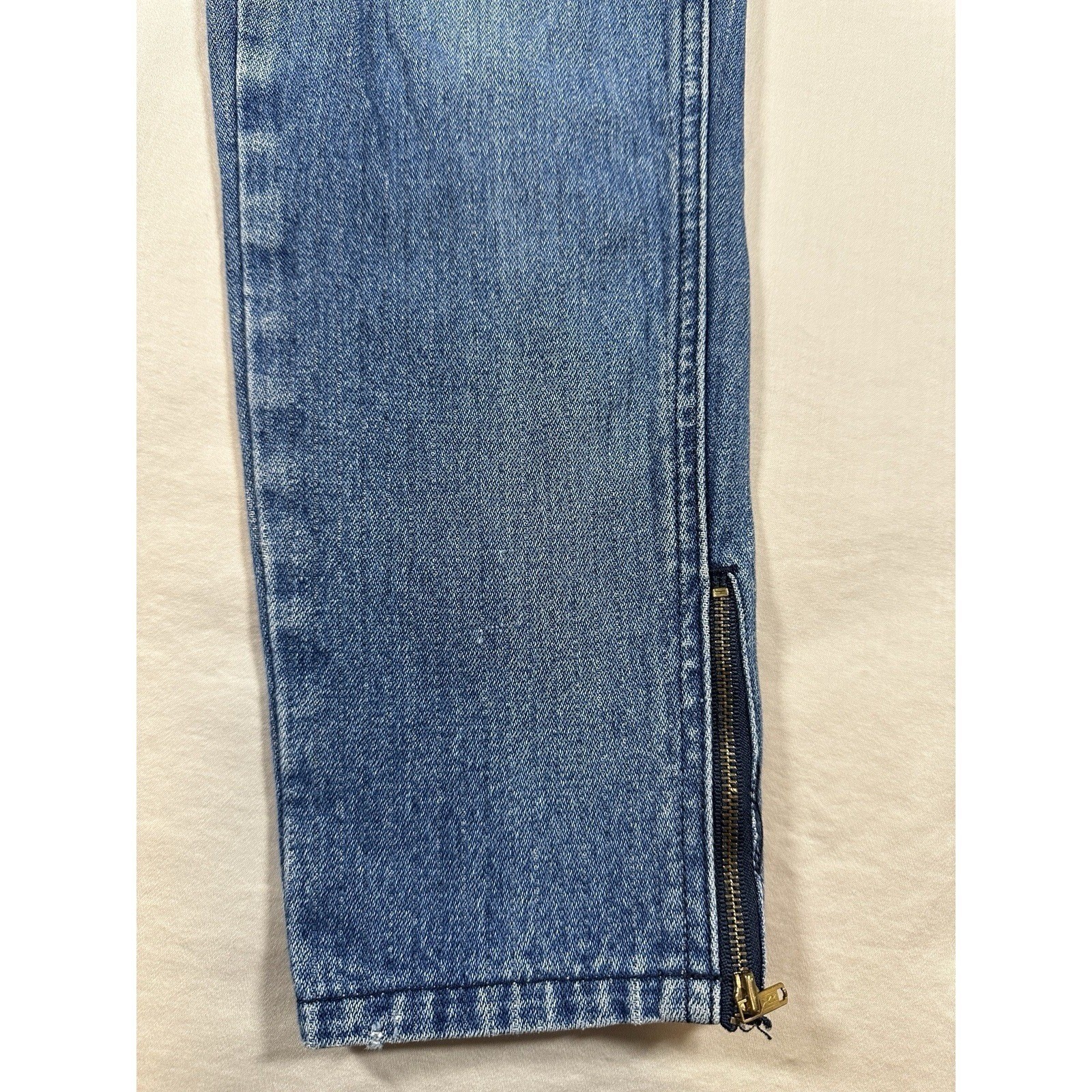 Vintage Jordache High Waisted Tapered Leg Blue Denim Jeans Ankle Zip 24 Waist 28