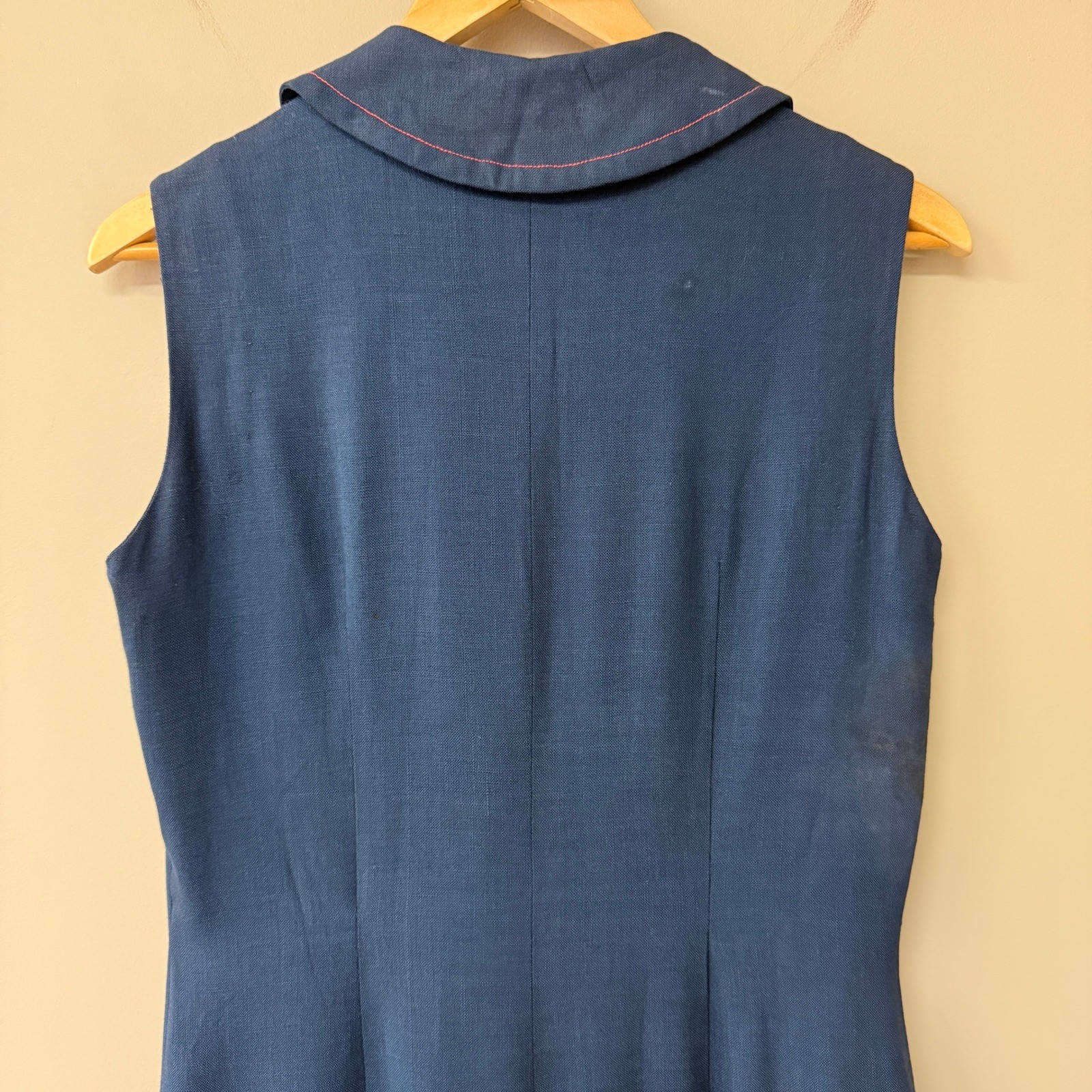 Vintage Nancy Greer Navy Blue Sailor Nautical Sheath Dress 60s ILGWU Made in USA
