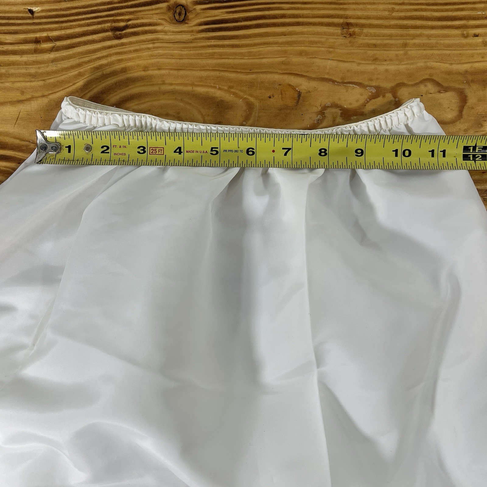 VINTAGE Bonwit Teller Ivory Full Length Maxi Skirt Slip Satin Lace Slit Medium