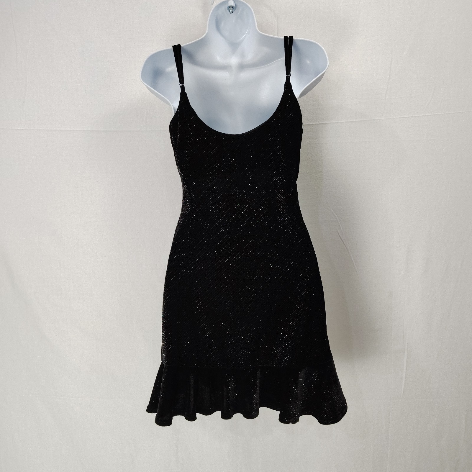 Vintage 90s Dress 3/4 Asymmetric Y2K Black Glitter Velvet Grunge Whimsigoth Mini
