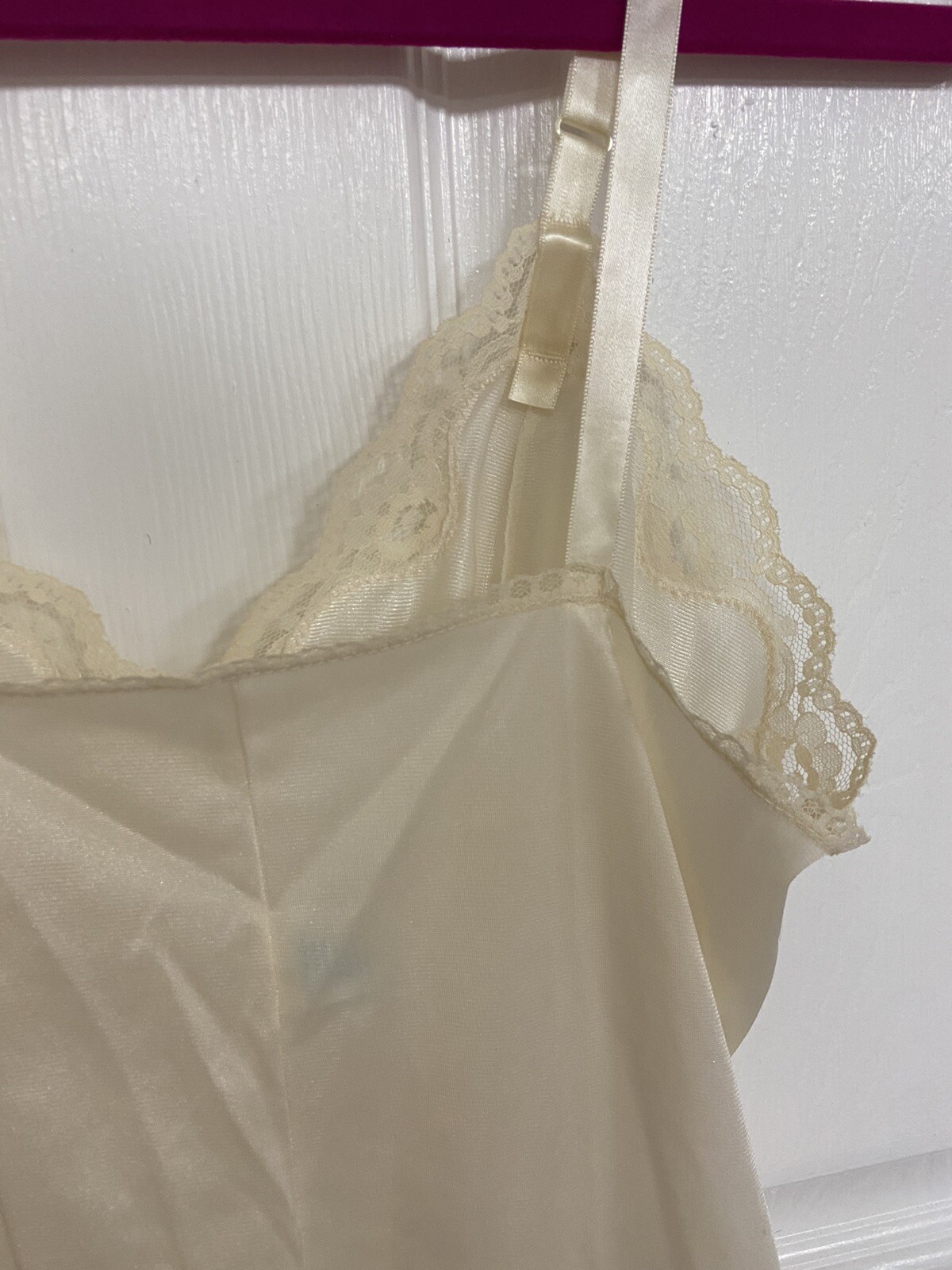 Movie Star Lace Trim Nylon Camisole Vintage Cami Size M Made In USA