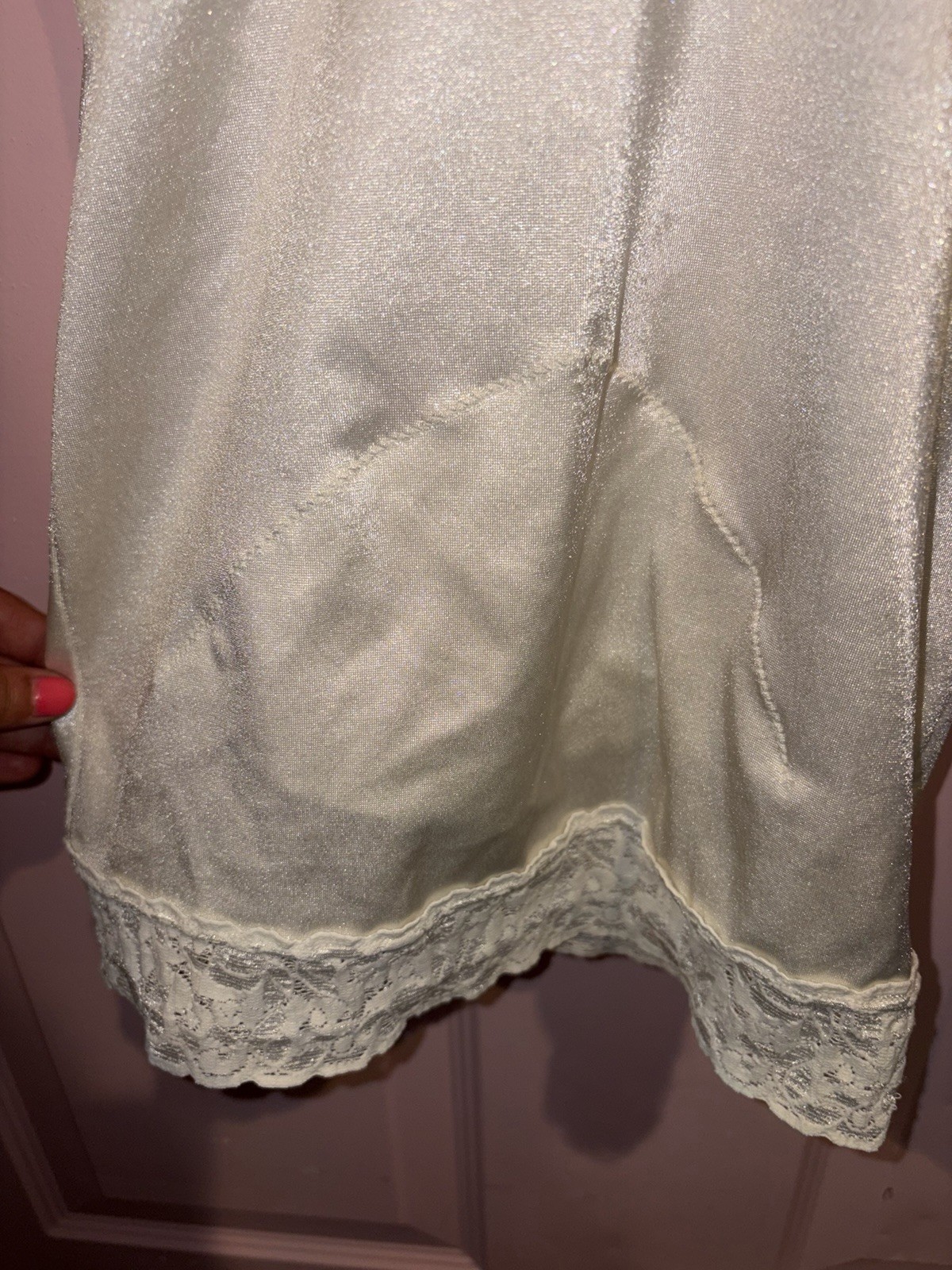 Vintage Pre Loved Flexees Shape Wear Medium White With Lace And Button Bottom