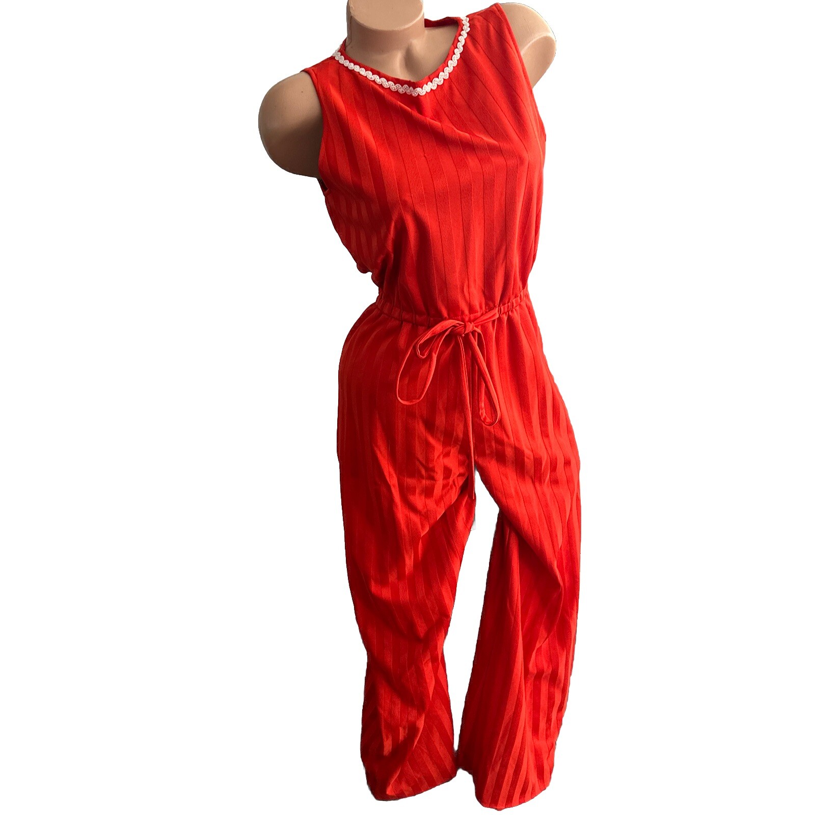Vintage 70s Plushbottoms Rust Red Corduroy Bell Bottom Chore Jumpsuit Overalls S