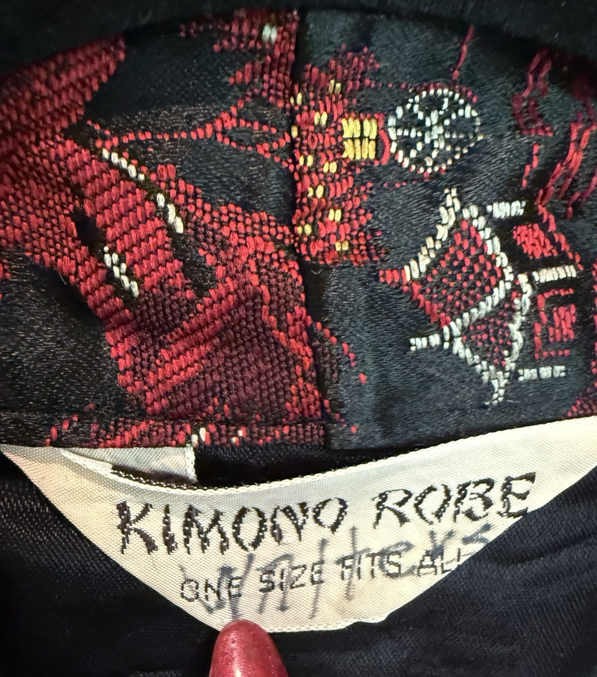Vtg Kimono Robe Black/Red Multicolor Silk Tapestry Women’s Jacket robe One size