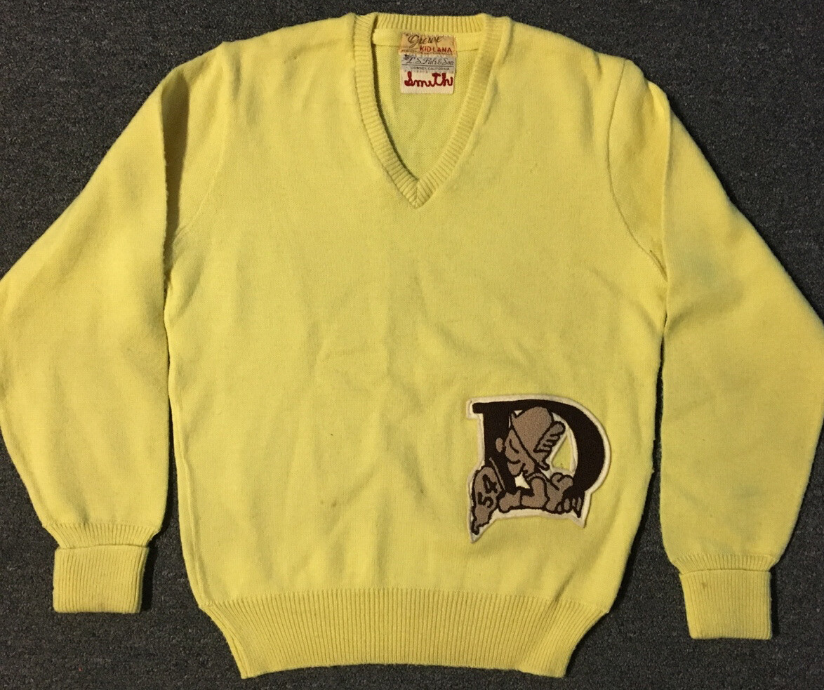 Vtg 50s Grewe Wool Knit Letterman Sweater S M USA College School Varsity Track