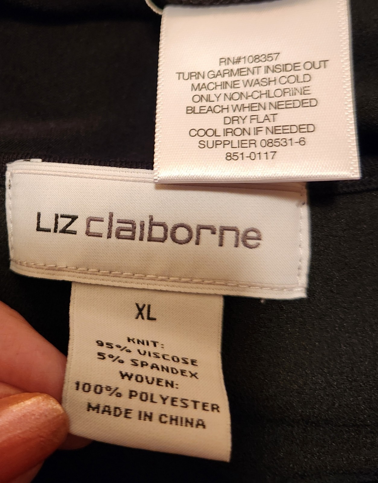 Ruby Rd Lined Maxi Skirt Sz 18 & Liz Claiborne Black Tunic Top XL 2pc Outfit
