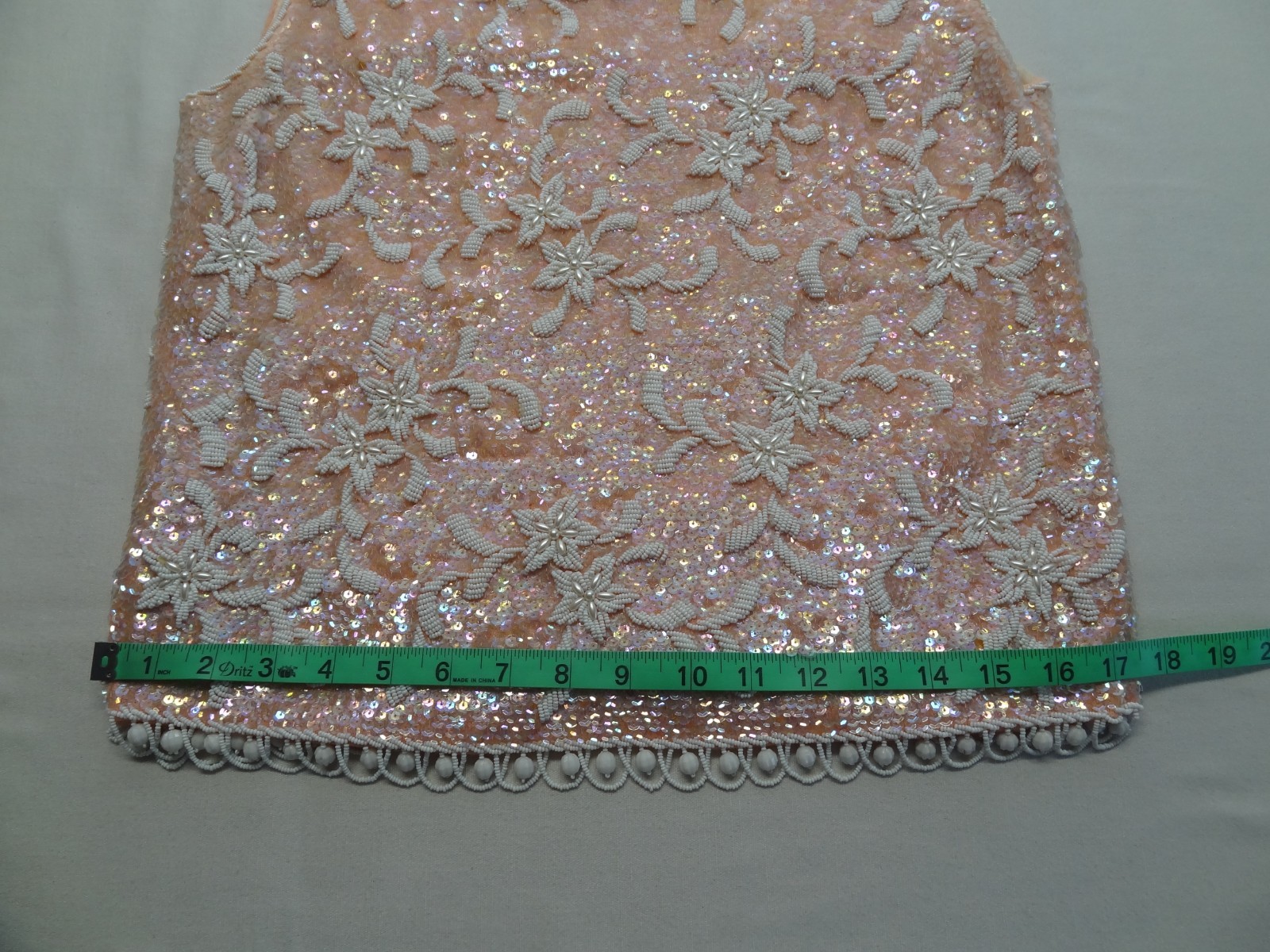 RNE M Hong Kong Sequin Beaded Sleeveless Evening Top VTG 60s 70s Lambs Wool